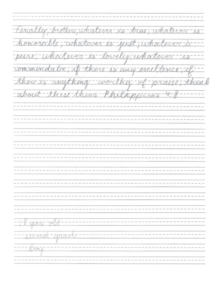 Student Cursive Writing Samples – New American Cursive