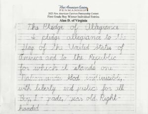 2023 Handwriting Contest Winners – New American Cursive
